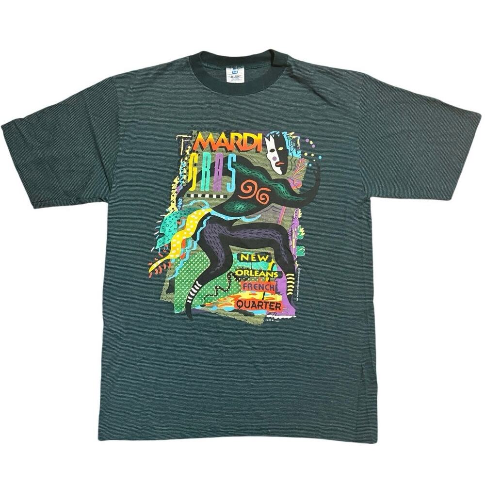 Vintage 90s New Orleans French Quarter 1993 Mardi Gras Single Stitch Shirt Large